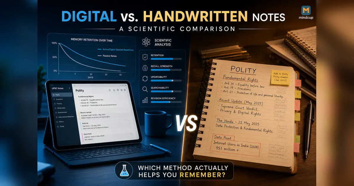 Digital Notes vs. Handwritten Notes for UPSC: A Scientific Comparison | Mindcup